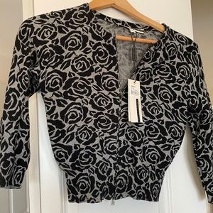 Tracy Reese Rose Fitted Cardigan Small